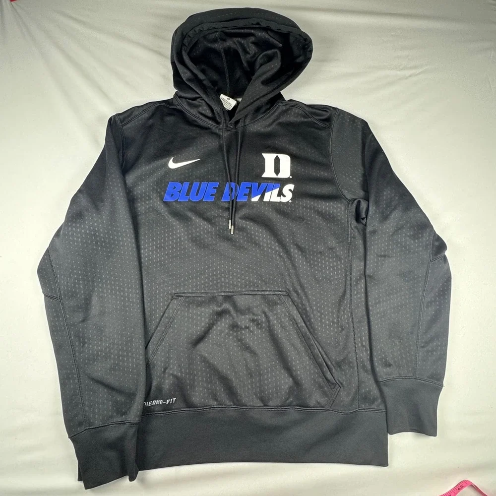 Nike Therma-FIT Duke Blue Devils Hoodie Mens Large Black Sweatshirt NCAA Logo